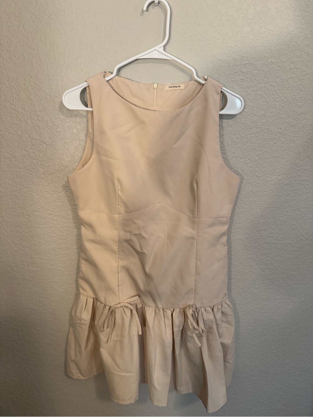 Sunday Up Sleeveless Drop-Waist Mini Dress in Soft Cream